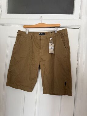 Barbour Men's Tan Chino Flat Front Shorts